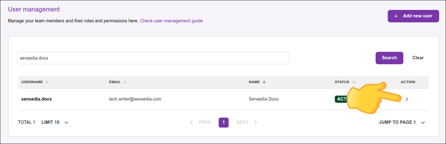 screen image with user selection highlighted