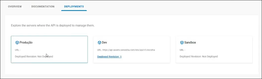 display of imported environments in the deployments tab