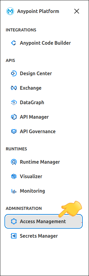 Mulesoft menu detail