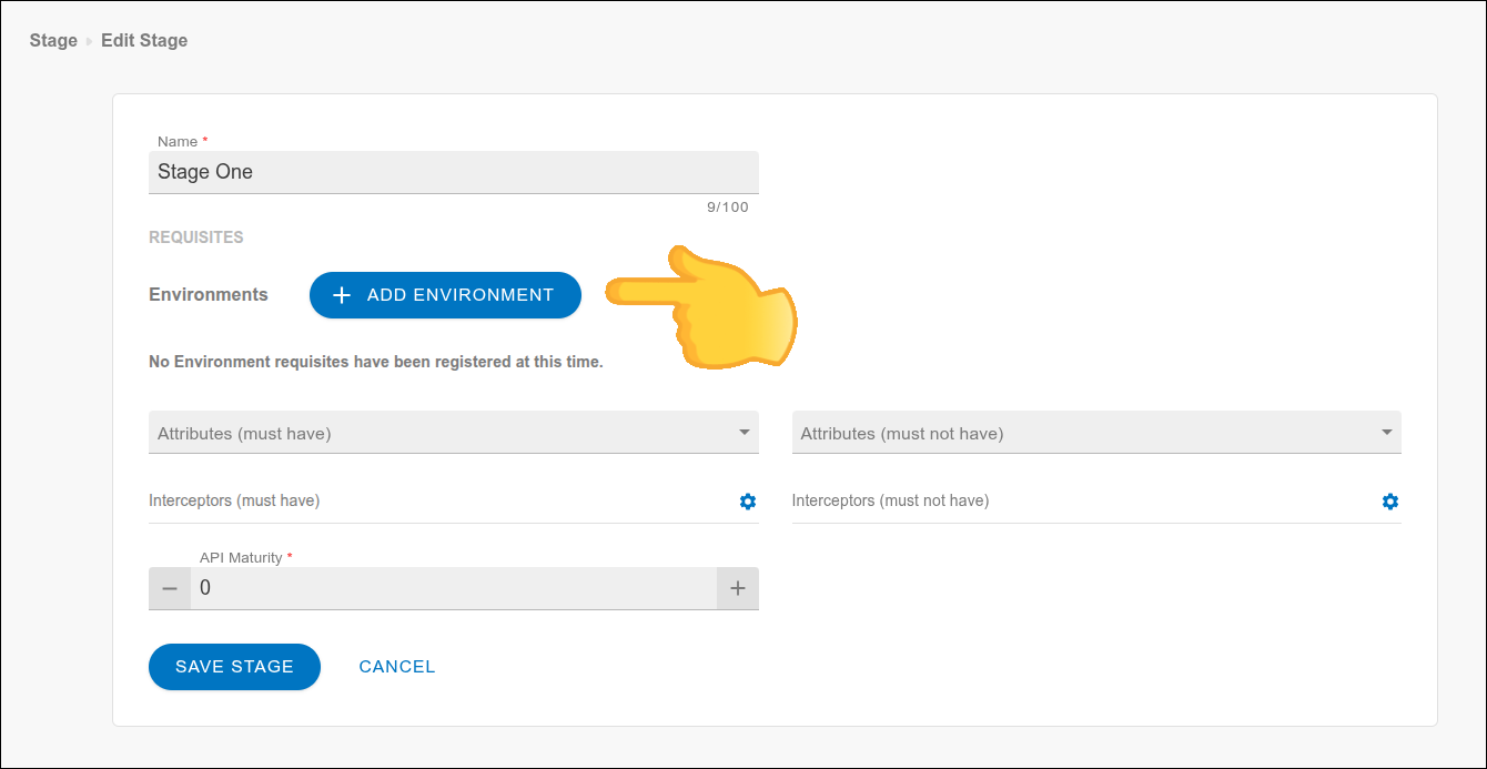 Button to add environment