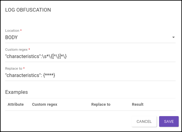 log obfuscation ex characteristics