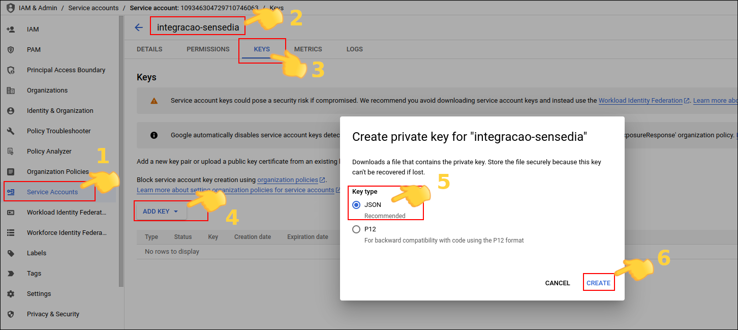 steps to create the credentials