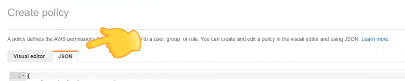 screenshot showing the JSON tab in the policy editor