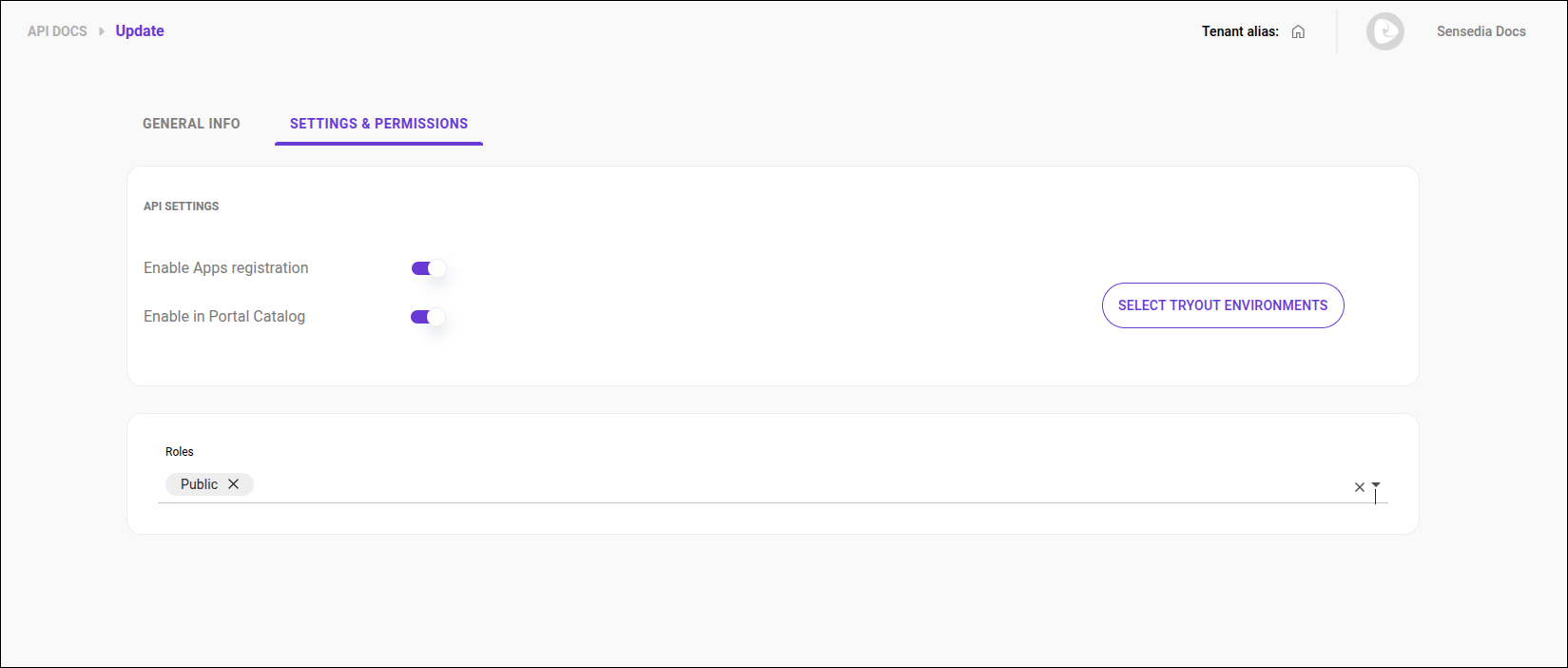 Settings and Permissions tab