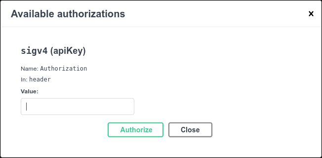 available authorizations modal