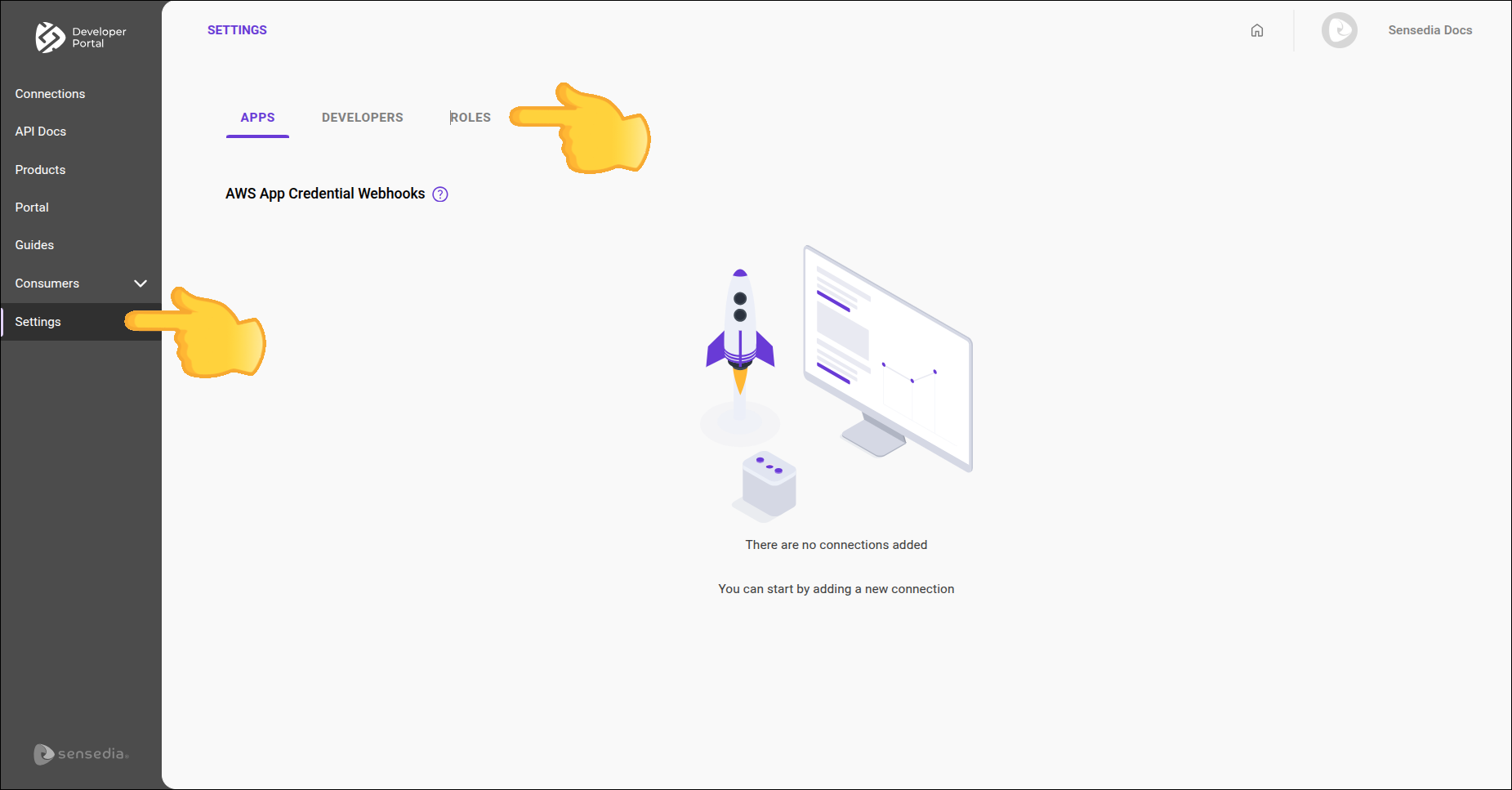 roles screen with indications on how to get there
