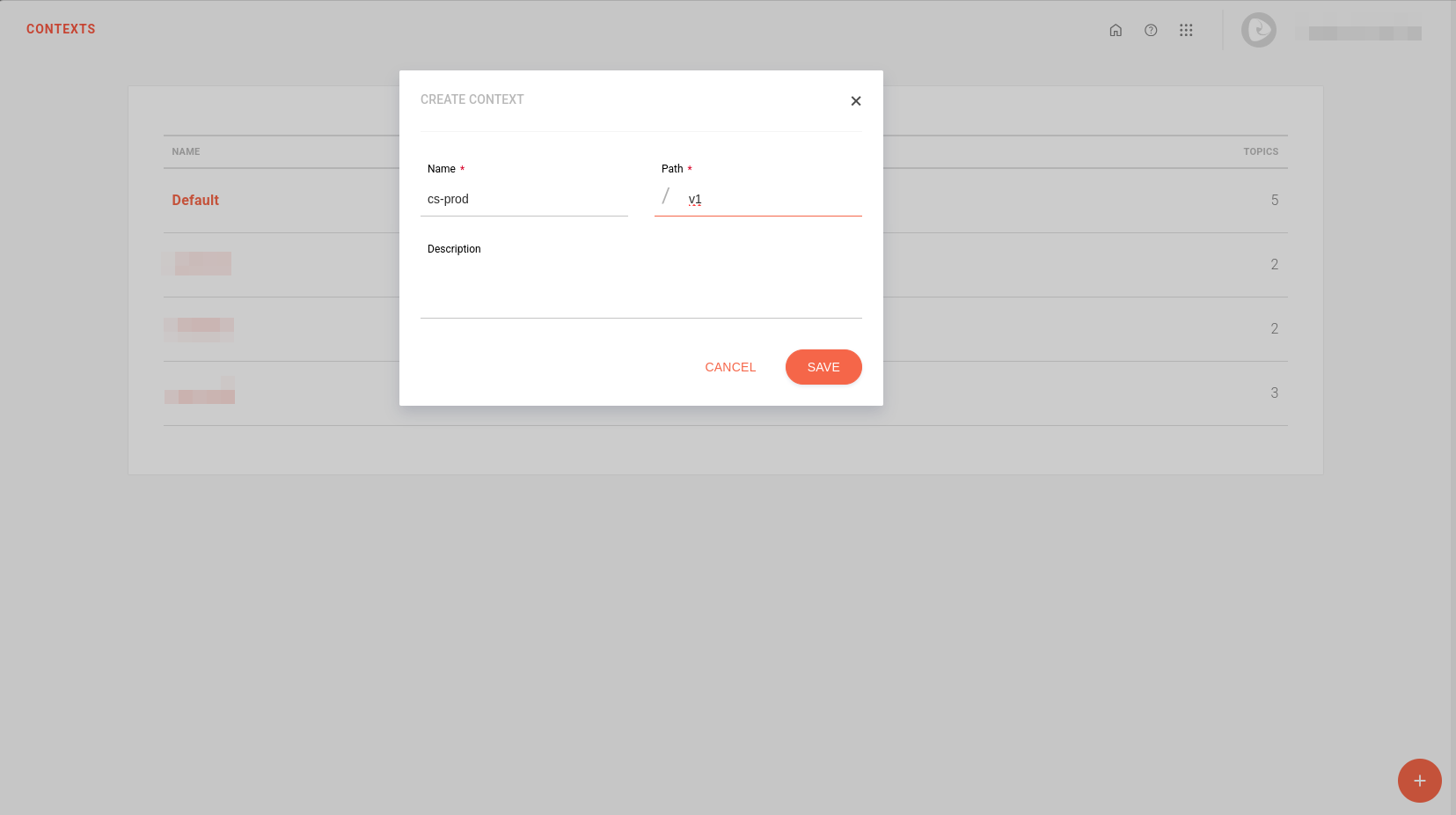 MQD context creation screen