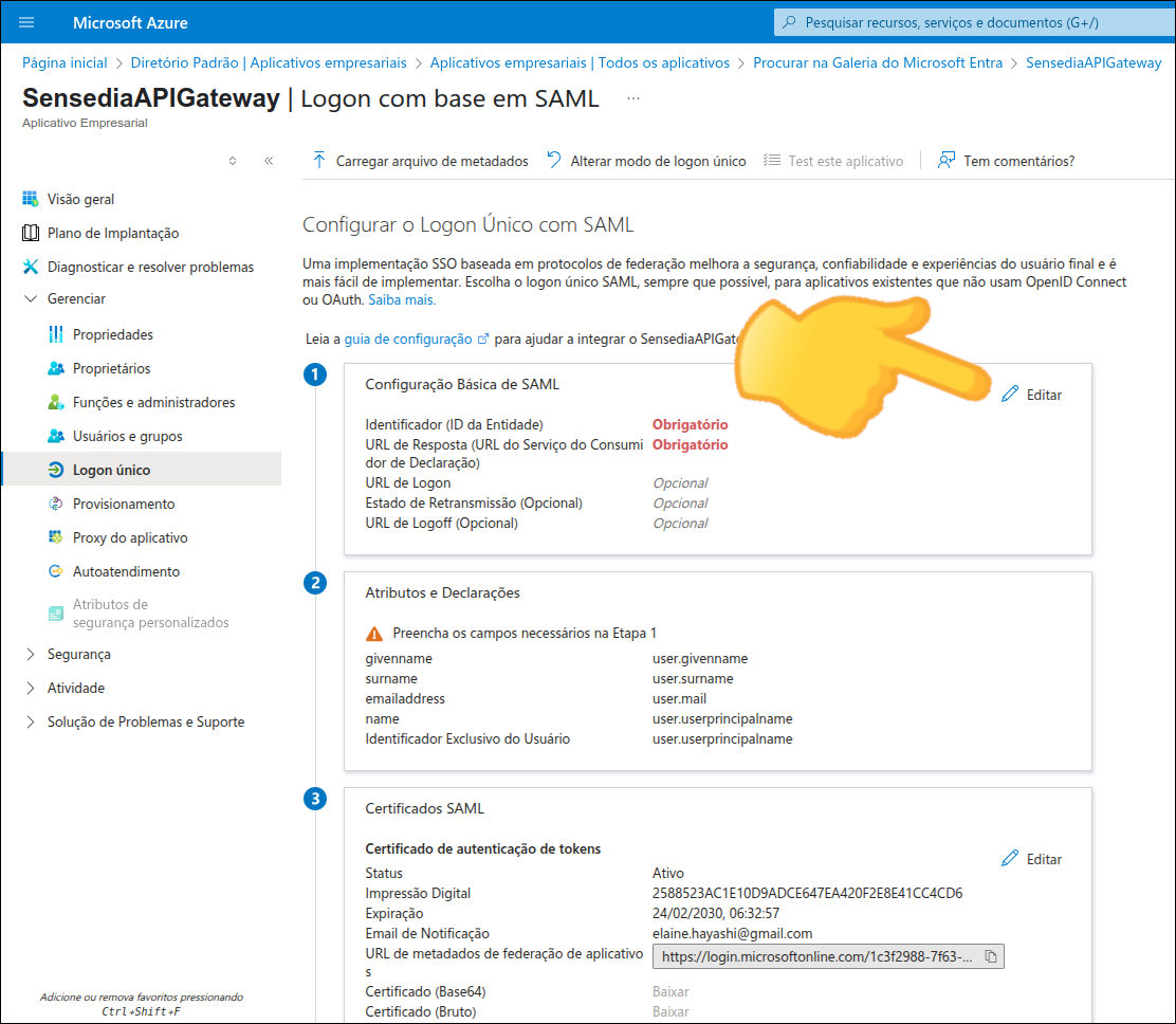 azure step9 edit saml