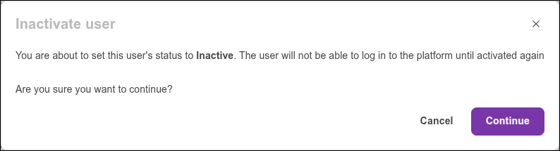 confirm inactivate user