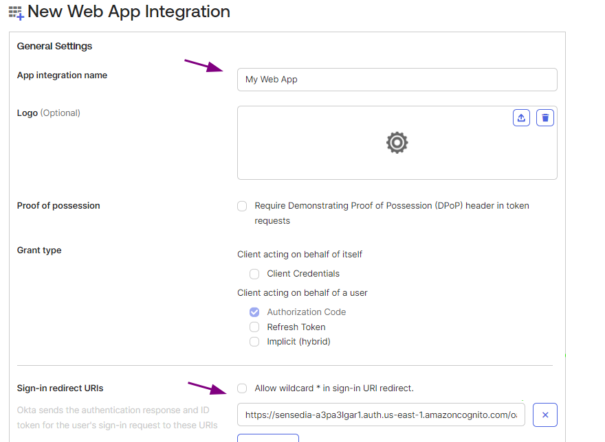 okta new web integration