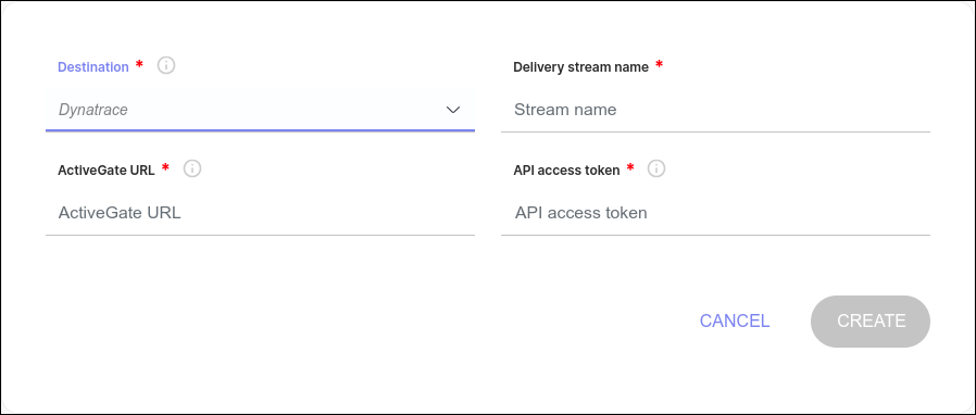 campos para preenchimento dynatrace