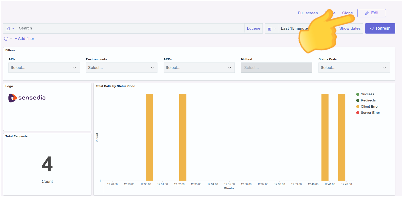 animação mostrando maneira alternativa de editar dashboard