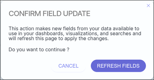 janela de confirmacao para atualizar os campos do index pattern