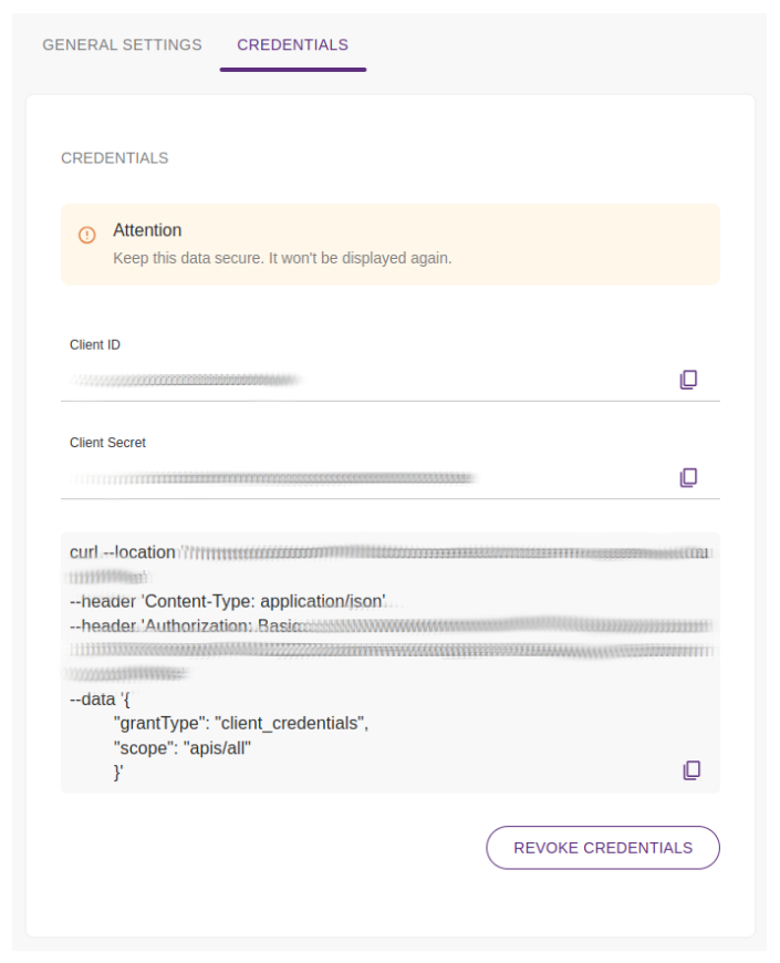 credentials generated with curl