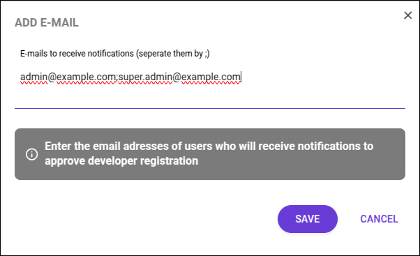 modal para adicionar emails