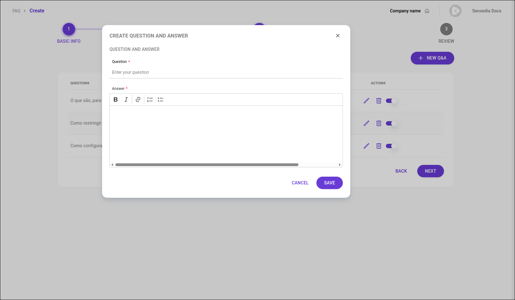 faq portal manager create 3