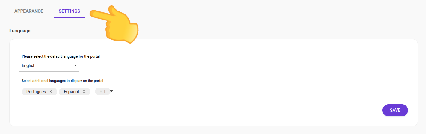 Configurações do Portal Manager