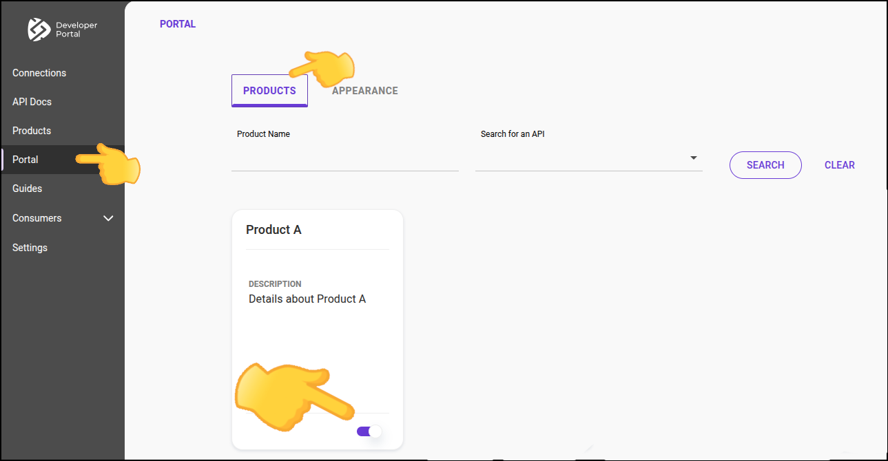 "tela products com destaque para menu